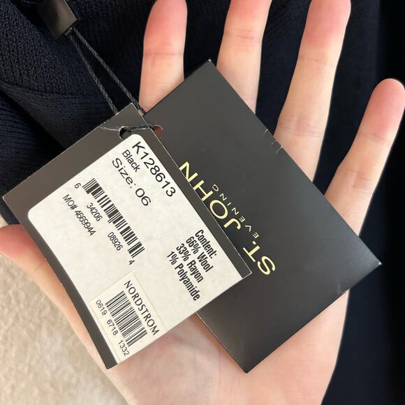 St. John. Evening Embellished Floral Knit Evening Dress Womens Size 6 NWT NEW - Picture 8 of 16